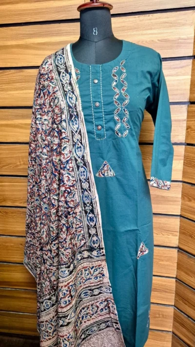 Teal Elegance with Handcrafted Detailing - Image 2
