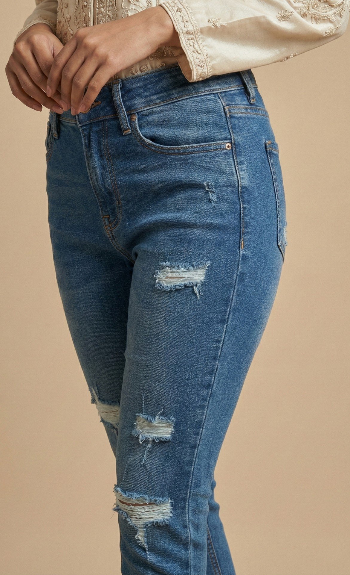 Women’s Skinny High Rise Cropped Stretchable Denim Jeans