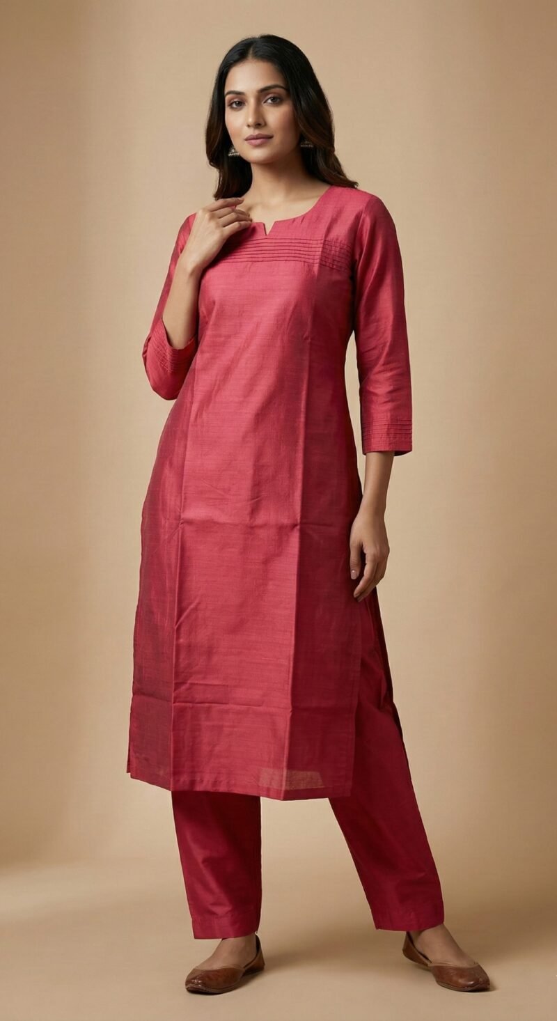 Jerna silk solid straight kurta