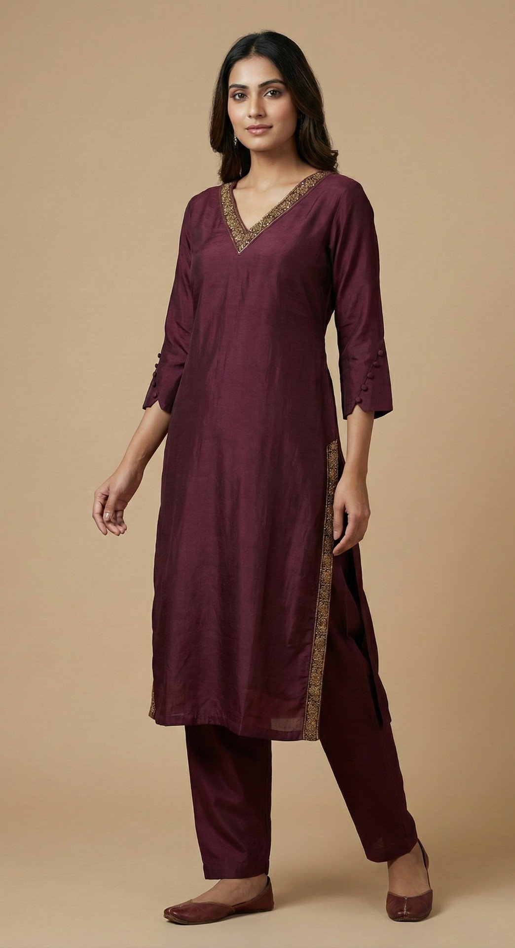 Chanderi silk straight kurti