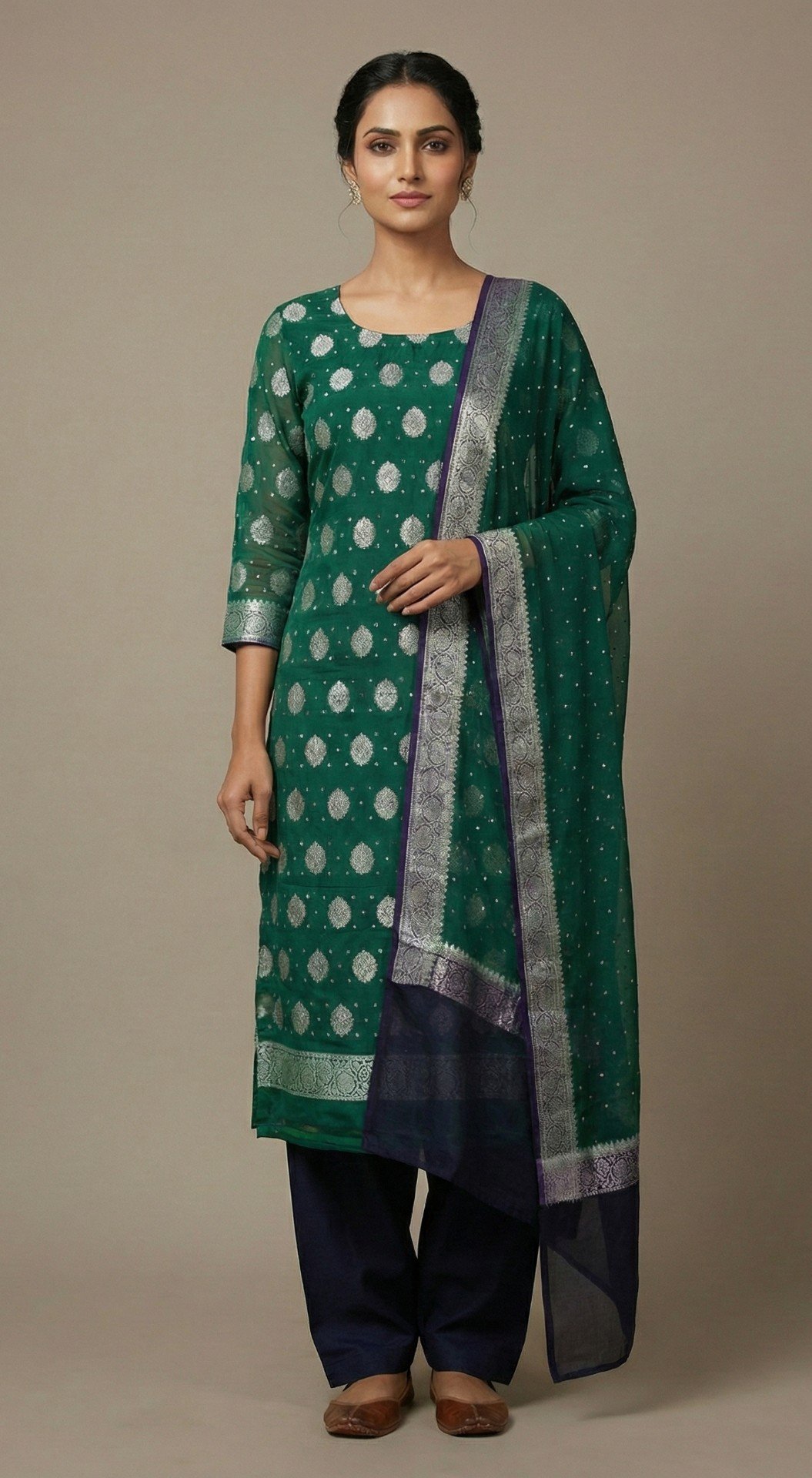 khaddi chiffon unstitched salwar suit