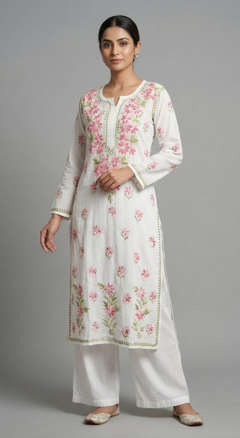 Straight cut chikankari kurti