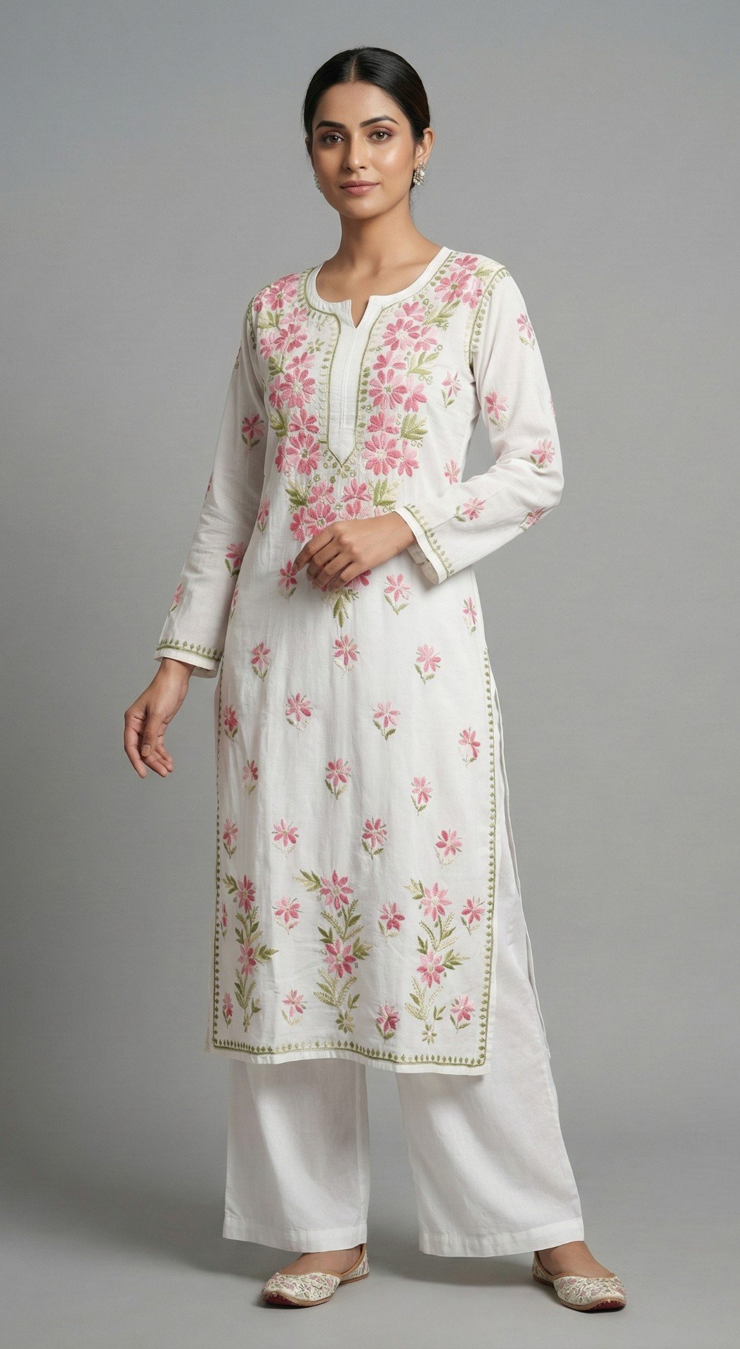 Straight cut chikankari kurti