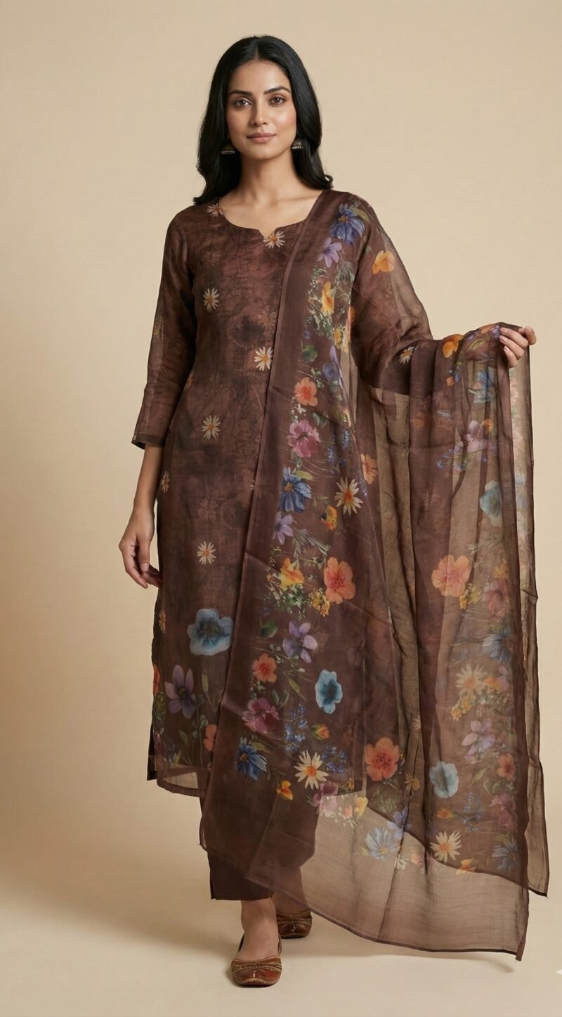 unstitched organza salwar suit